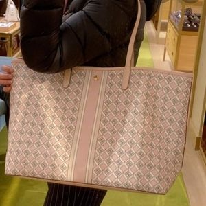 Tory Burch Geo logo Stripe Large Tote Bag